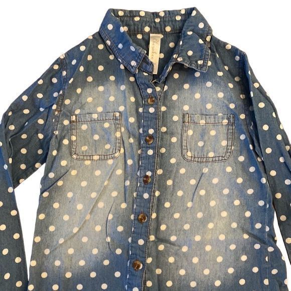 Cherokee Girls Denim‎ Polka Dot Shirt - Picture 2 of 6